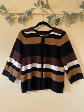 H&M Striped Brown Black and White Cardigan